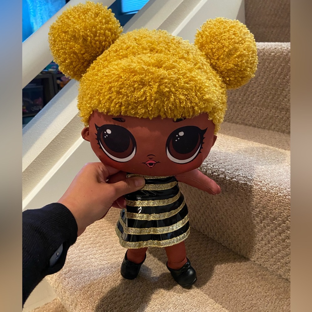 LOL Surprise Plush Doll Queen Bee Curly Gold Hair w Dress 15" Tall Stuffed Toy